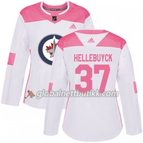 Winnipeg Jets Hockeydrakt Connor Hellebuyck 37 2017-2018 Hvit Rosa Fashion Adidas Authentic - Dame